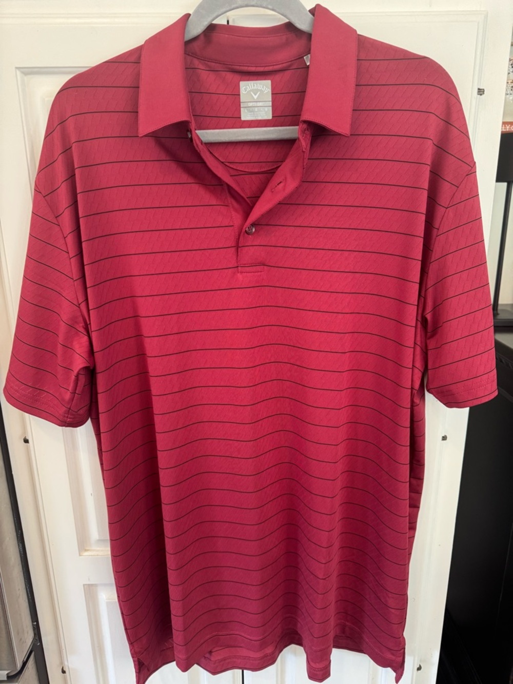 Callaway Opti-Dri Golf Polo Shirt Men’s Large Red Striped Performance